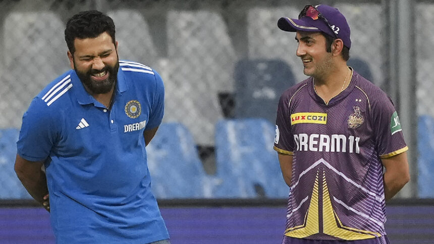 ROHIT SHARMA GAUTAM GAMBHIR CROP PTI